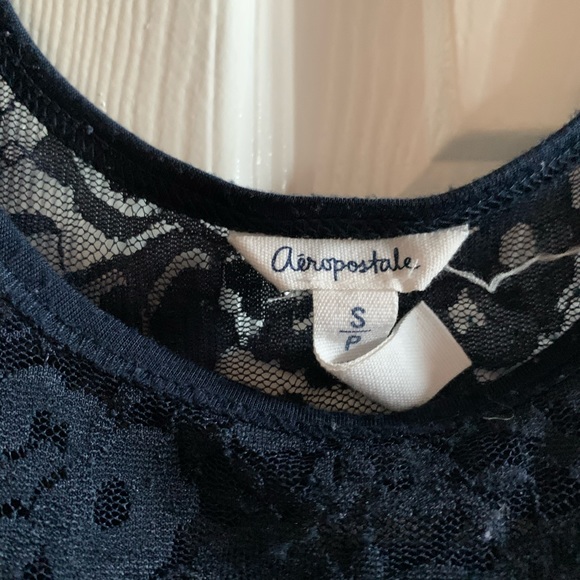 Navy Lace Peplum Top - Picture 2 of 2